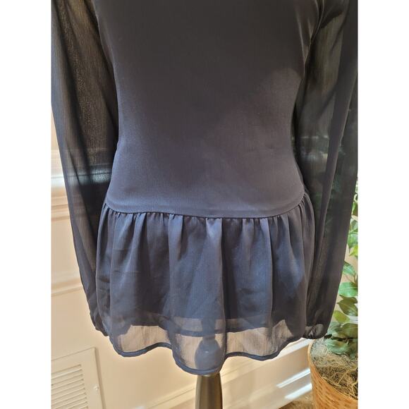 LOFT Outlet Blouse Women’s Size XXL Blue 100% Polyester Long Sleeve Top - Picture 4 of 10